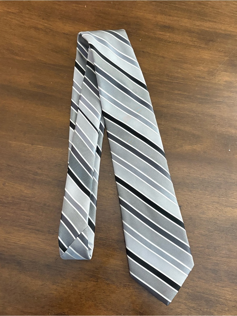 Stafford Men’s Neck Tie Black Grey Silver Striped Work Formal Business Church